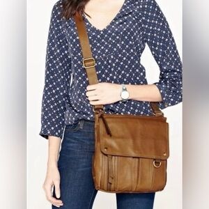 Fossil Brown Leather Crossbody Bag